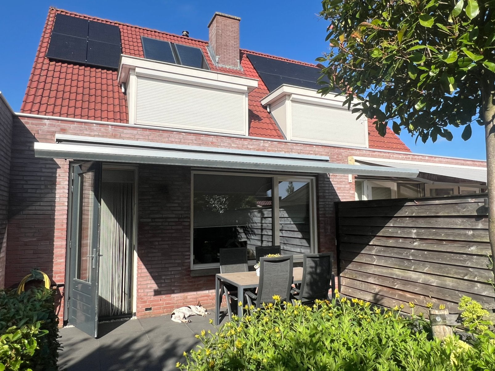 Zonnescherm 500x250 grijs, Tuin en Terras, Zonneschermen, Ophalen, 450 cm of meer, Zo goed als nieuw, 150 tot 300 cm
