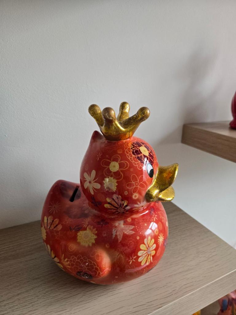 Pomme Pidou XXL Spaarpot Eend met Kroon - L21 B23 H27 cm, Verzamelen, Spaarpotten, Ophalen of Verzenden