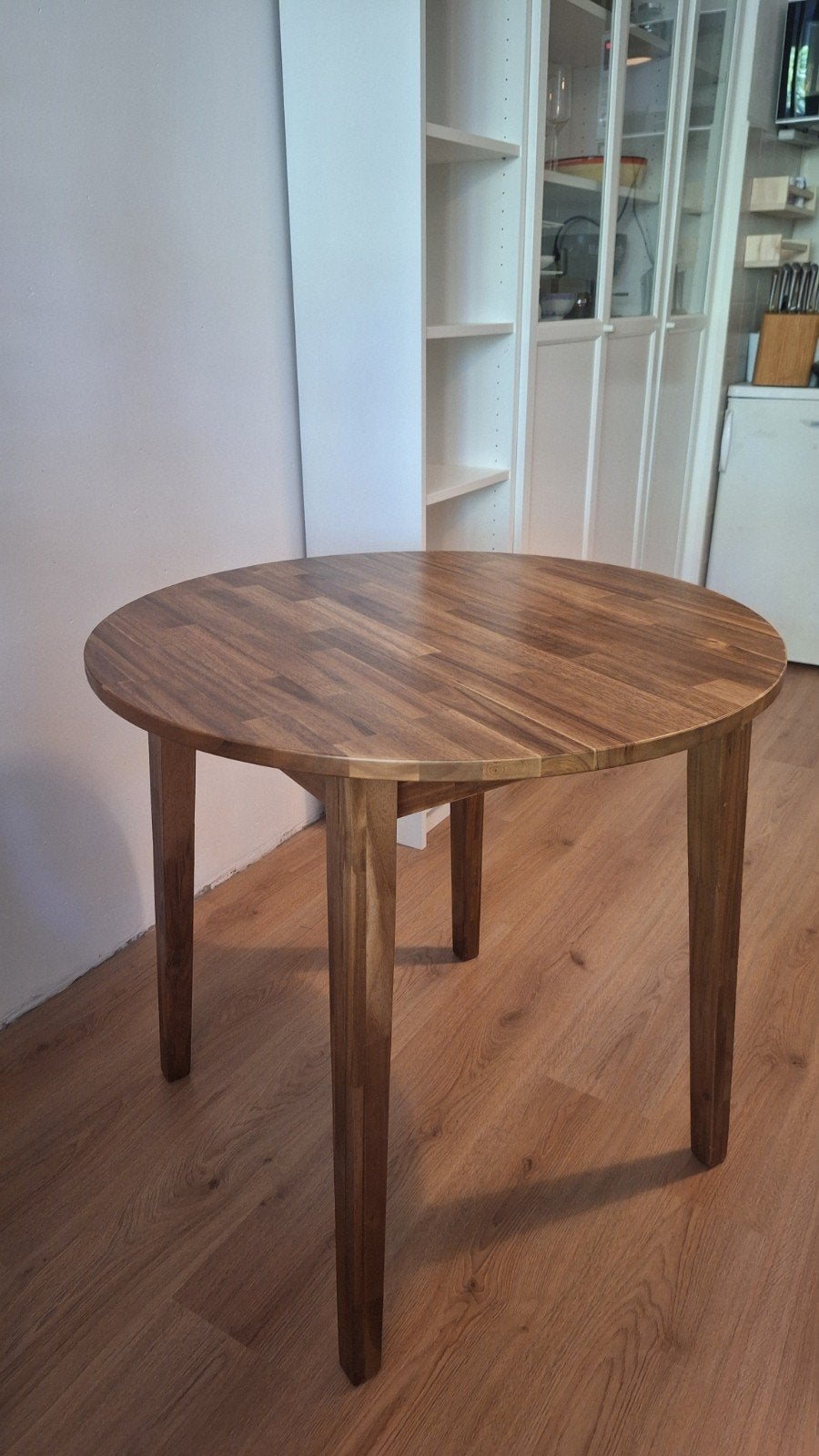 Ronde houten eettafel (ikea) - perfect voor kleine ruimtes, Ophalen, Gebruikt, 50 tot 100 cm, Rond