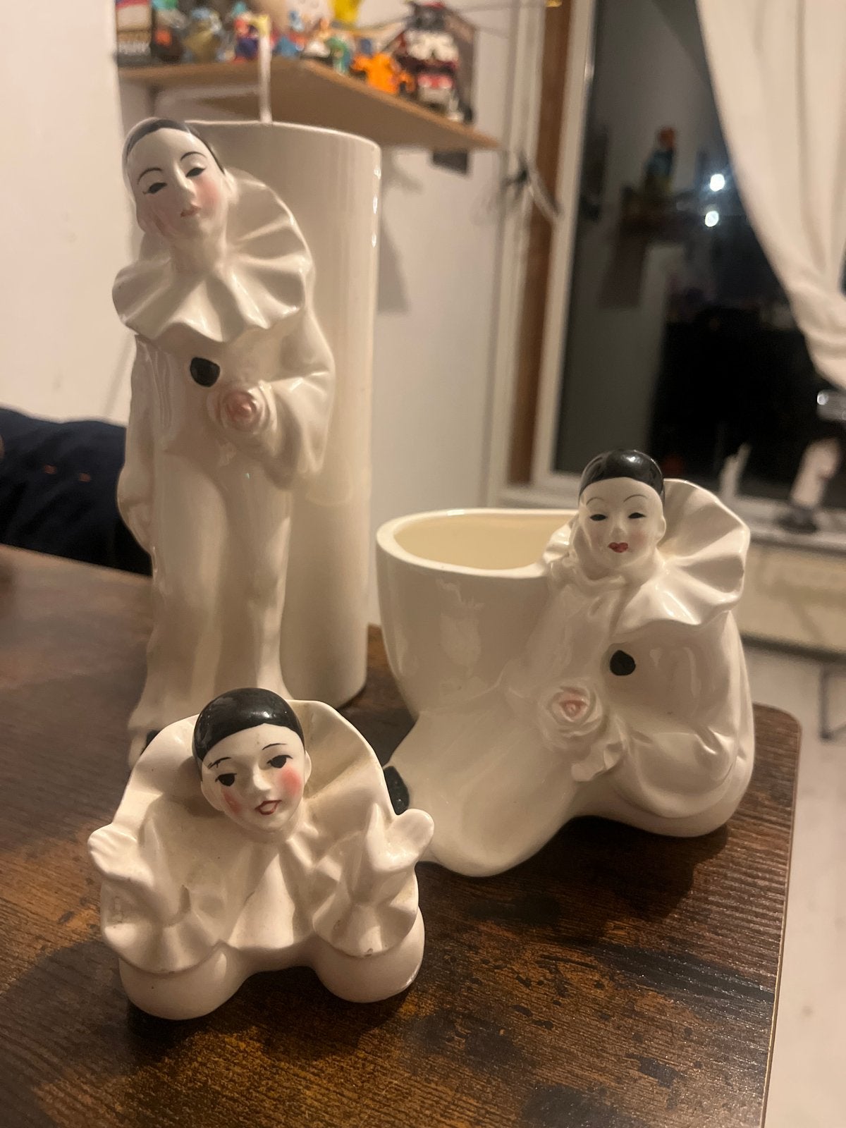 Set van 3 keramische clown beeldjes/vazen pierrot jaren 70, Verzenden