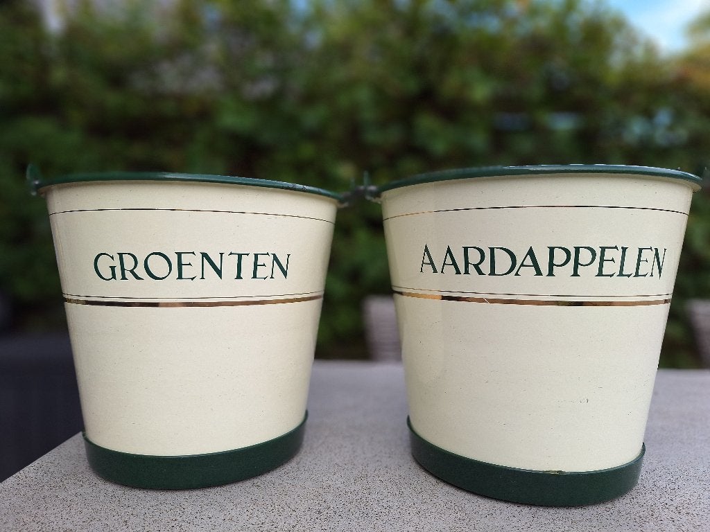 Oud Hollandse emaillen aardappel- en groenten emmer, Ophalen