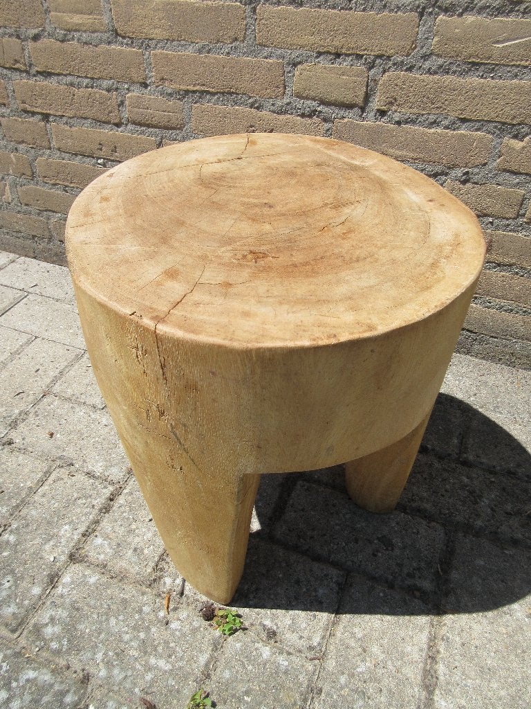 Massief houten tafel kruk bijzettafel plantentafel, Ophalen, Gebruikt, Hout