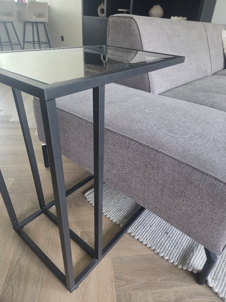 Bijzettafel, Minder dan 55 cm, Rond, Glas, Ophalen