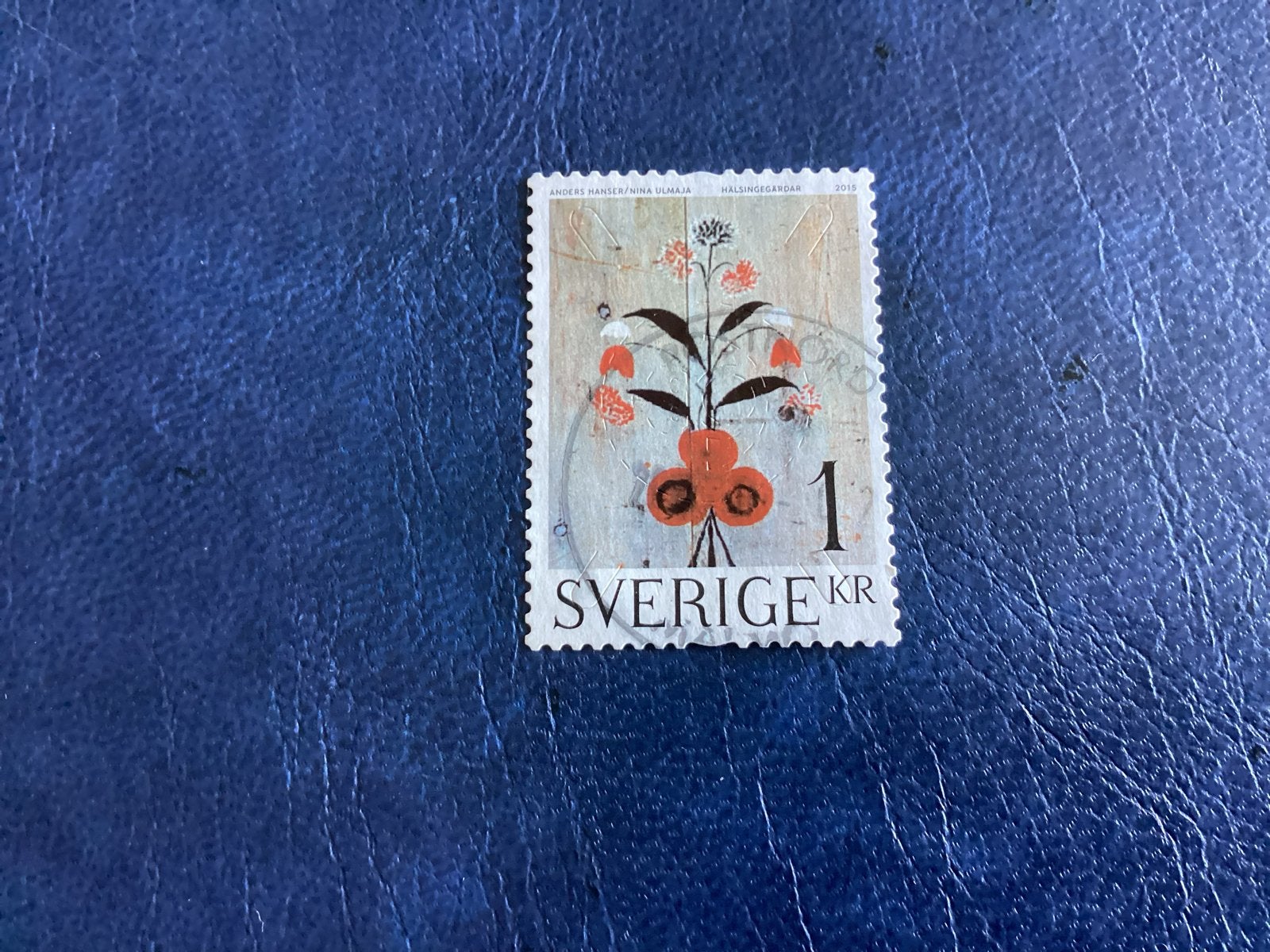 Zweden 2015- Mi.3057- 1 KR met bloemenmotief, Verzenden, Zweden, Gestempeld