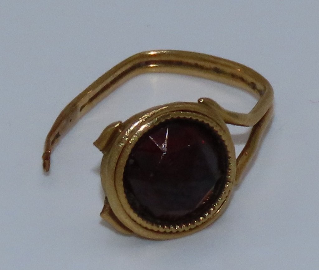 1 GOUDEN OORBEL MET GRANAATSTEEN, Verzenden, Goud, Oorbellen, Met edelsteen