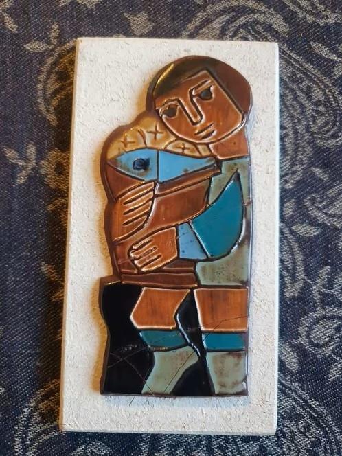 tegel Henk Potters jongen met mand met vis en brood., Antiek en Kunst, Antiek | Wandborden en Tegels, Ophalen