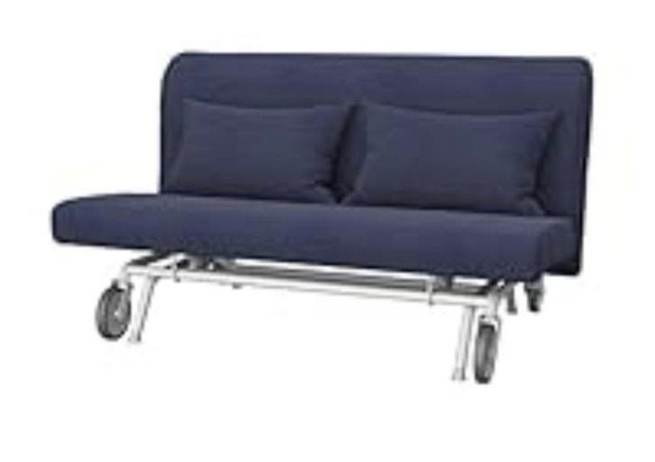 *GRATIS* IKEA PS slaapbank (140x200 cm) met spijkerstof hoes, Ophalen, Blauw, Tweepersoons, 140 cm