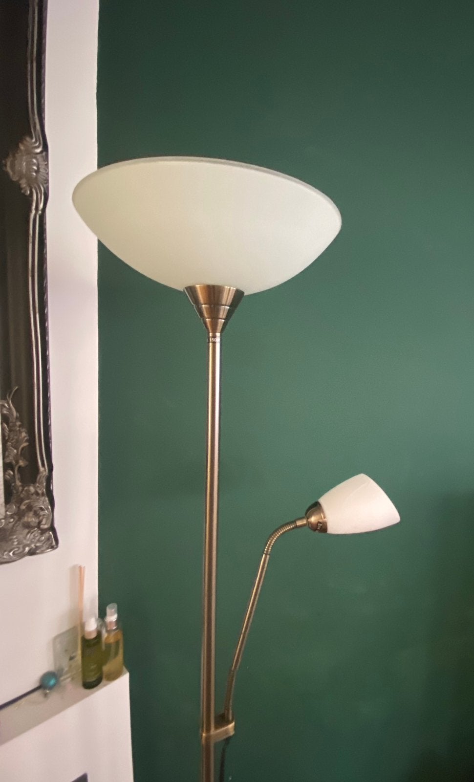 Sta lamp leeslamp messing kleur, Huis en Inrichting, Lampen | Vloerlampen, Ophalen, Zo goed als nieuw, 150 tot 200 cm