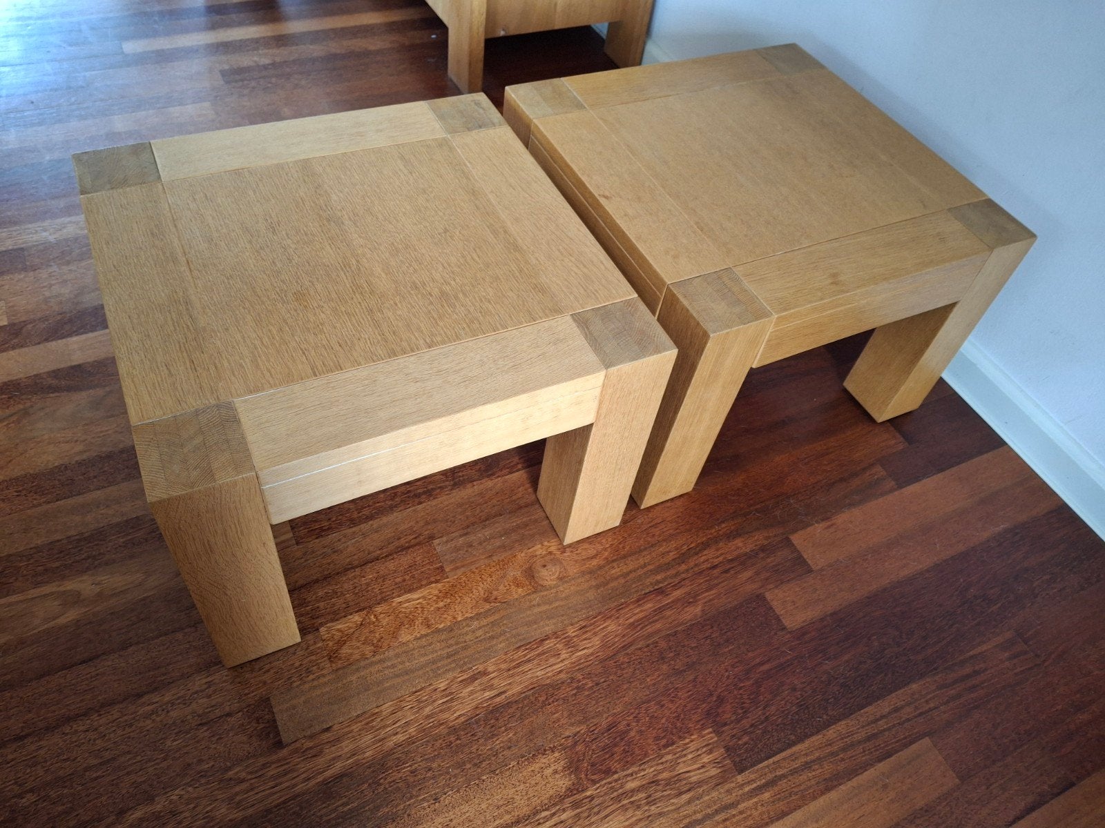 Set van 2 eikenhouten salontafels - 60x60x40 cm, Ophalen, Gebruikt, 50 tot 100 cm, 50 tot 100 cm
