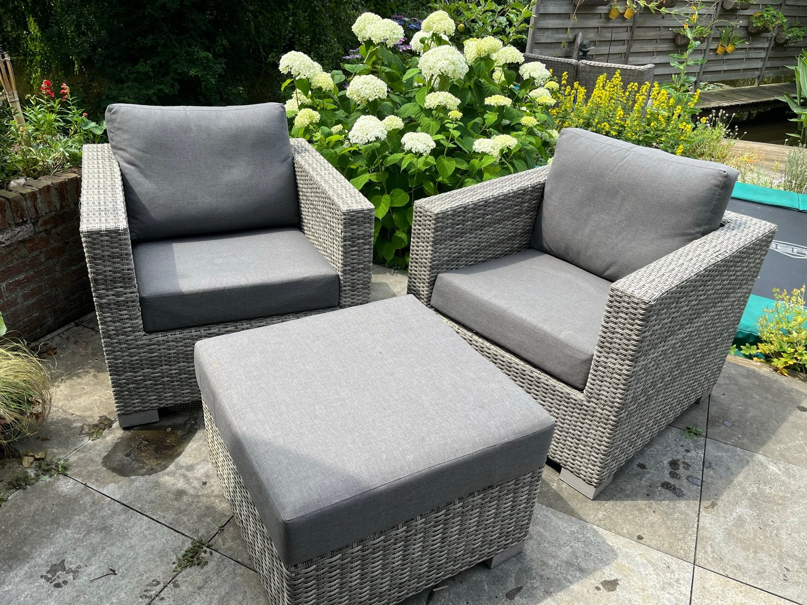 LIFE Wicker Loungeset met Kussens -, Tuin en Terras, Tuinsets en Loungesets, Ophalen, Gebruikt, 3 zitplaatsen, Loungeset