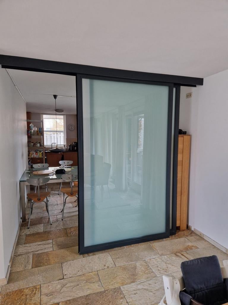 Glazen Room Divider Schuifdeur met Rails en Afwerking, Ophalen