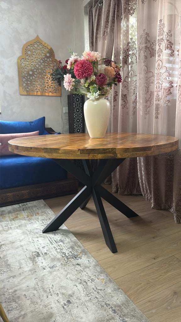 Eettafel Rond, 100 tot 150 cm, Rond, Zo goed als nieuw, Minder dan 50 cm