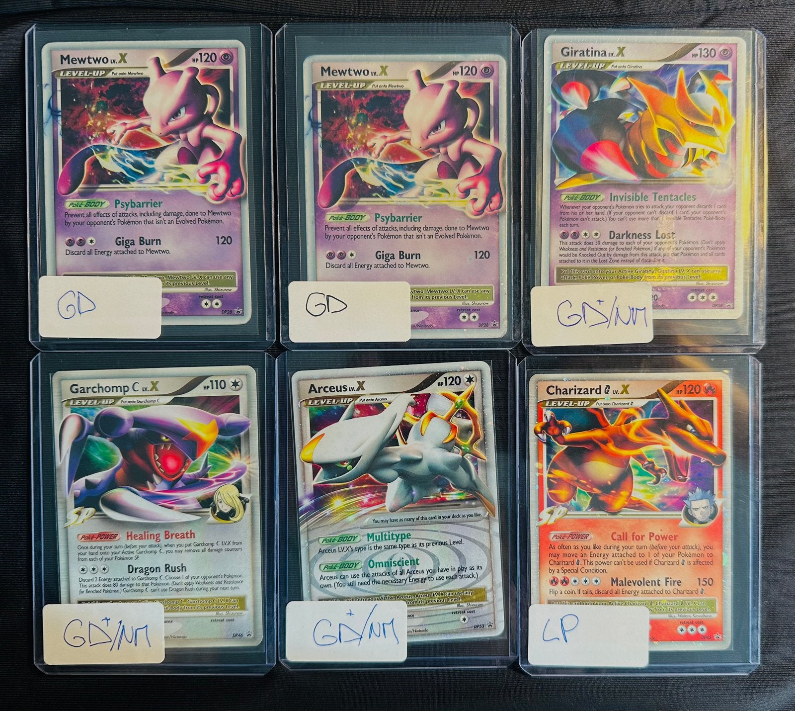 LV.X pokemon vintage: charizard, mewtwo, giratina and more!!, Ophalen of Verzenden, Gebruikt, Meerdere kaarten
