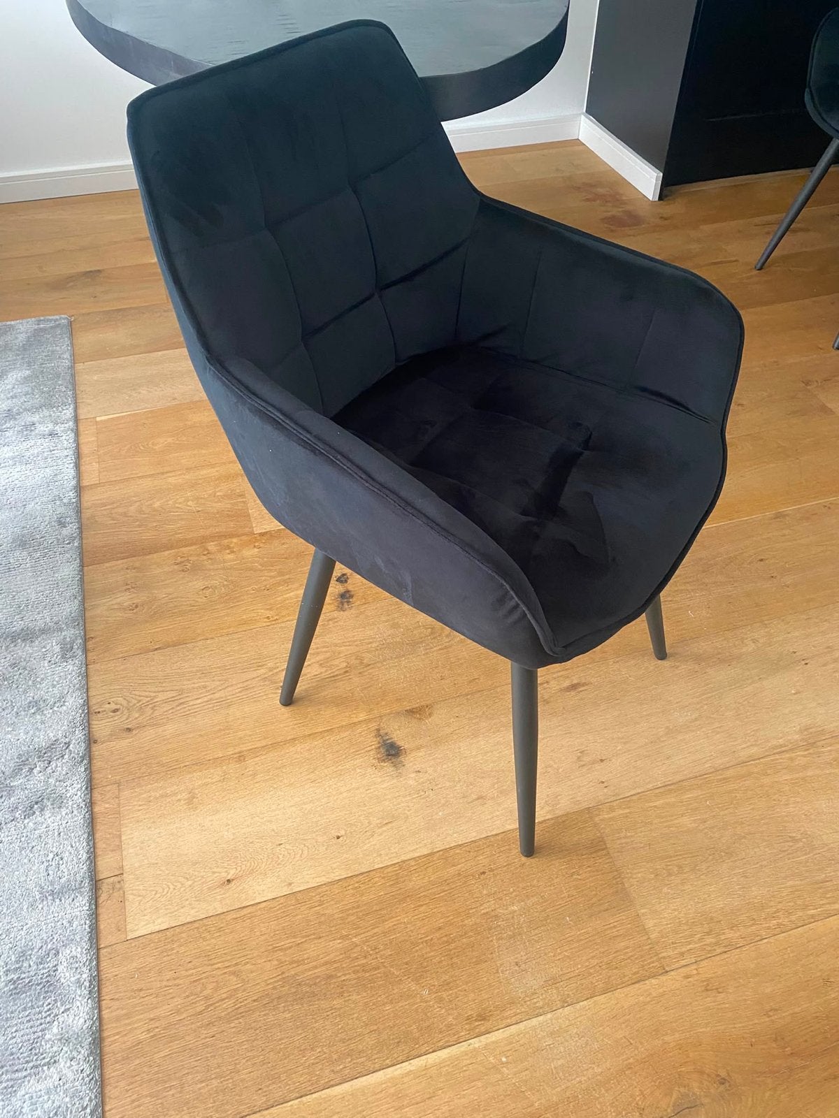 Set van 6 zwarte fluwelen eetkamerstoelen zonder tafel, Huis en Inrichting, Ophalen, Zwart, Zo goed als nieuw, Stof