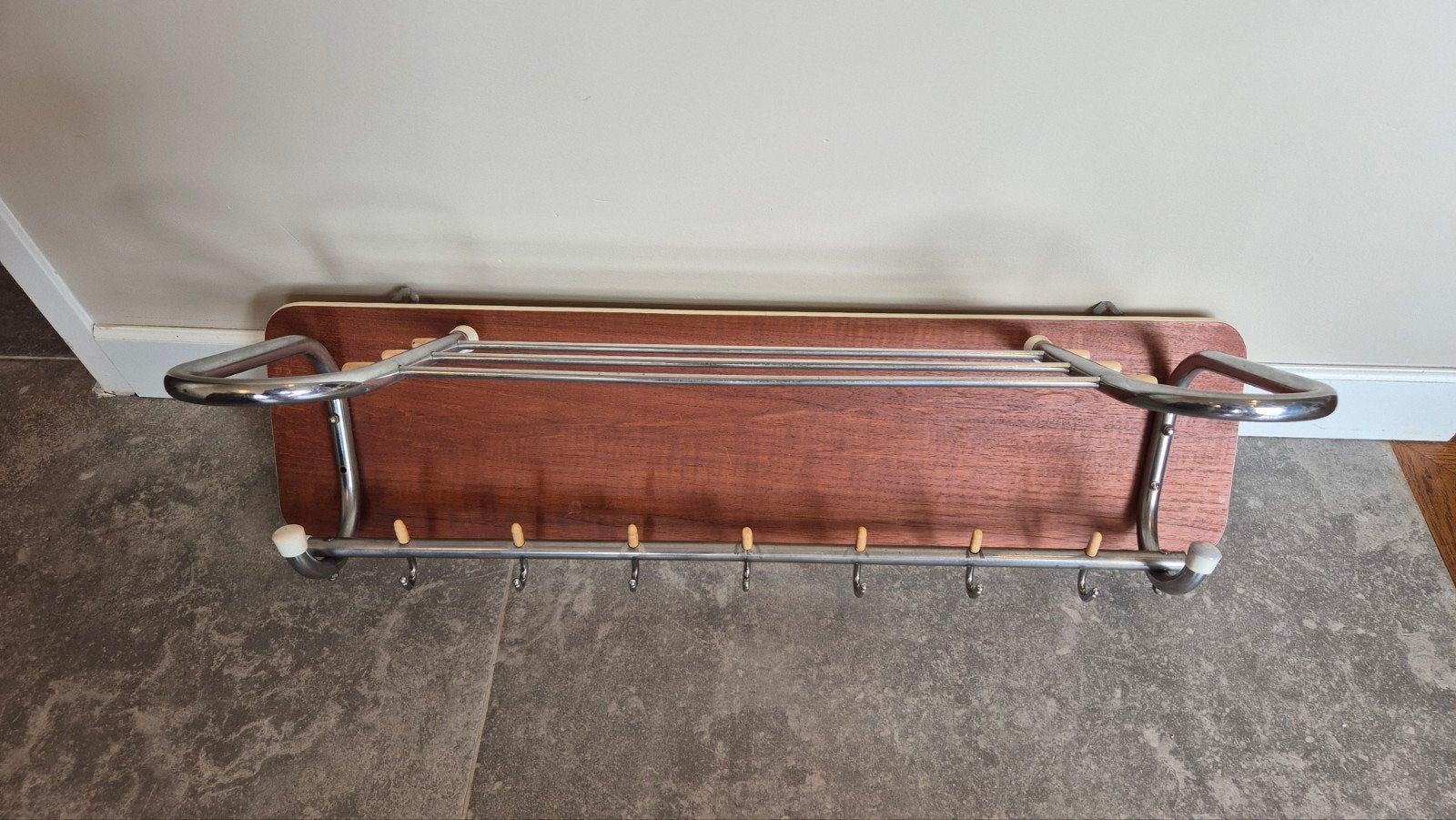 Retro Vintage Kapstok met Hoedenplank - Hout & Metaal, Gebruikt, Minder dan 100 cm, Hout, Ophalen