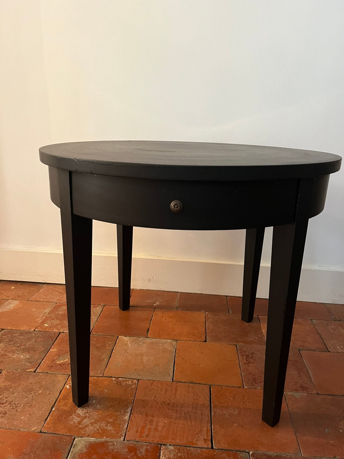 ANTIEKE ZWART HOUTEN TAFEL FRANS ROND DALONTAFEL BIJZETTAFEL, Antiek en Kunst, Antiek | Meubels | Tafels, Ophalen
