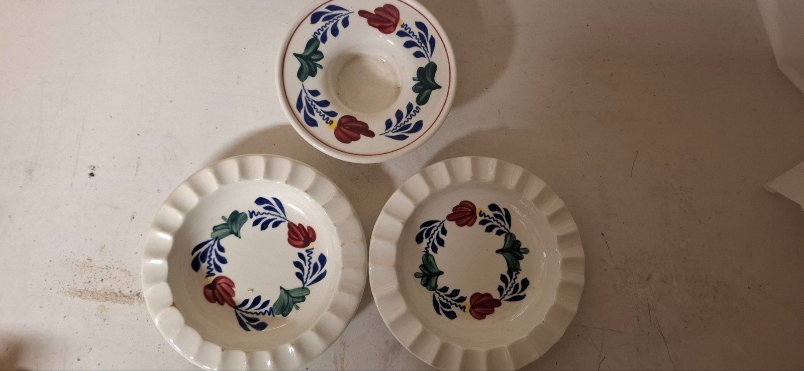 Boerenbont asbakken en waxinelichthouder set, Ophalen of Verzenden