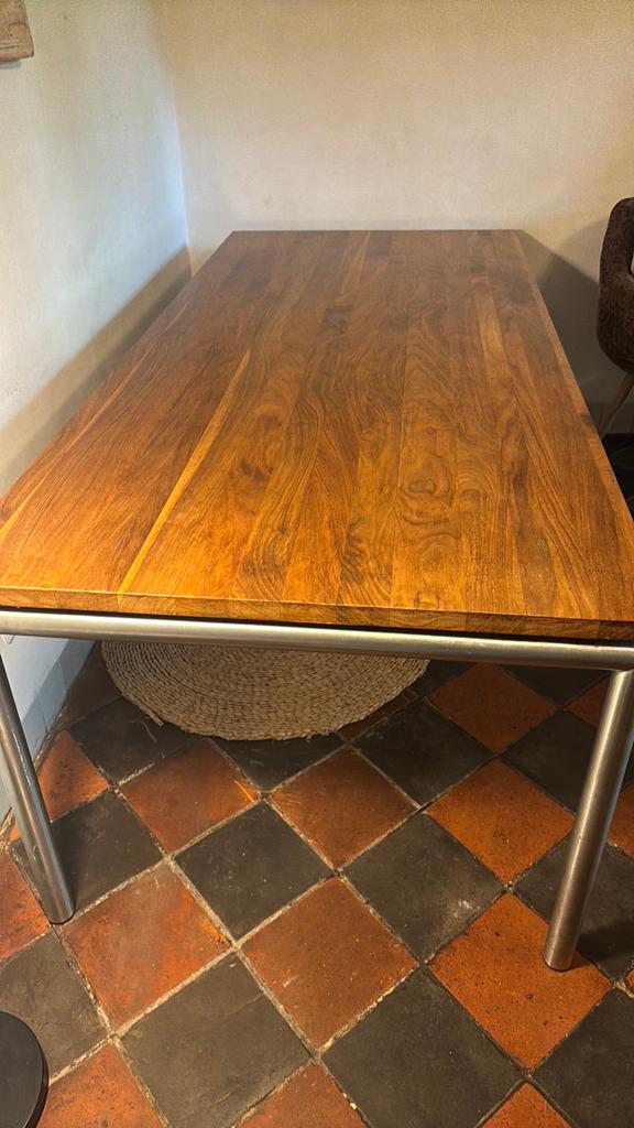 notenhouten tafel met dik blad, Ophalen, Rechthoekig, 200 cm of meer, 50 tot 100 cm