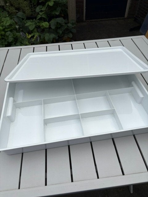 Ikea KUGGIS bak met deksel inzet met 8 vakken opbergendoos, Ophalen, Kunststof, Zo goed als nieuw, Modern