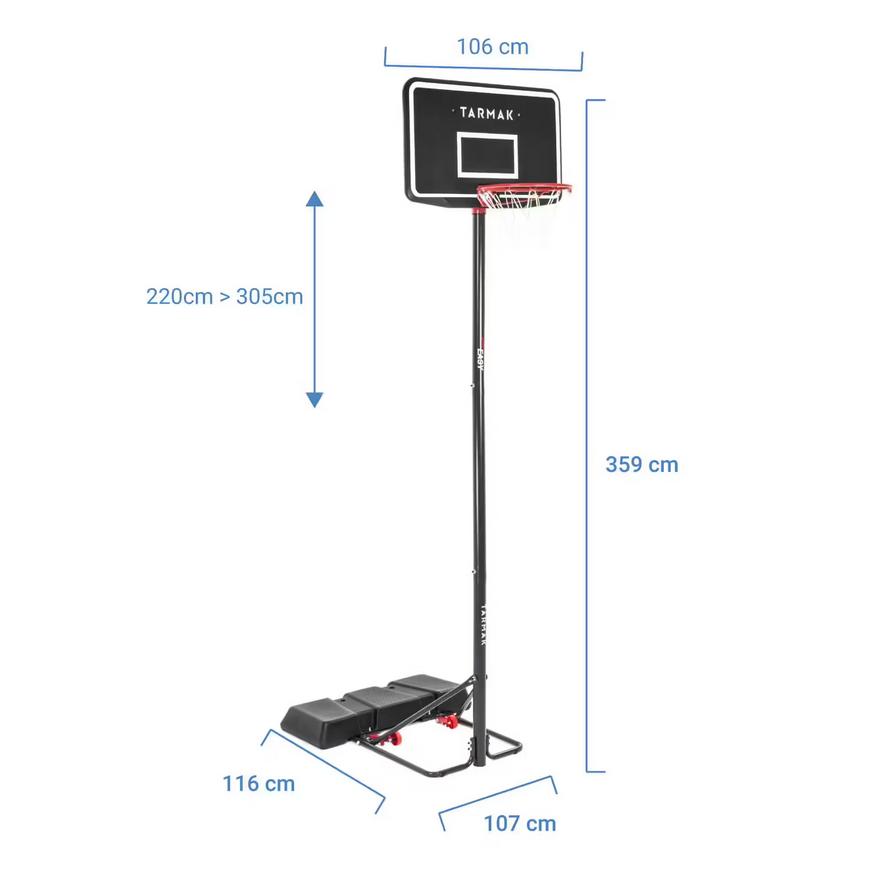 Verstelbare en verrijdbare basketbalpaal, Ophalen, Gebruikt, Ring, Bord of Paal