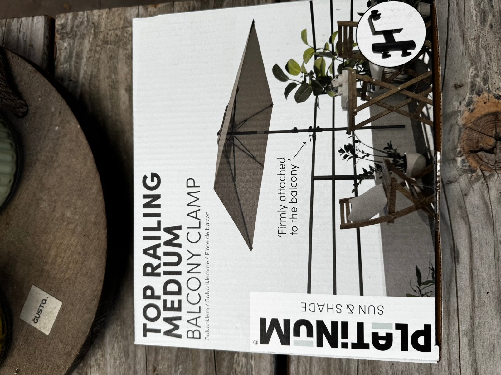 Nieuw! Balkon parasol met 2 bevestigingen platinum!, Ophalen, Nieuw, 2 tot 3 meter, Overige typen