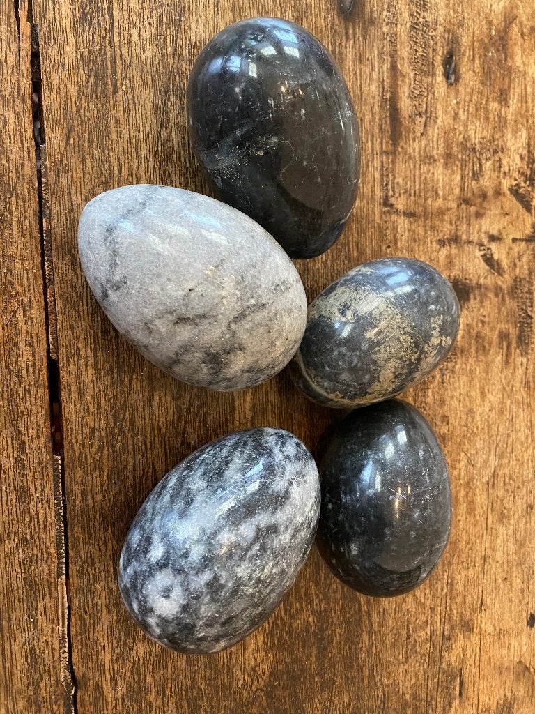 Brocante gepolijste (Onyx?) groet marmeren eieren - Pasen, Ophalen of Verzenden