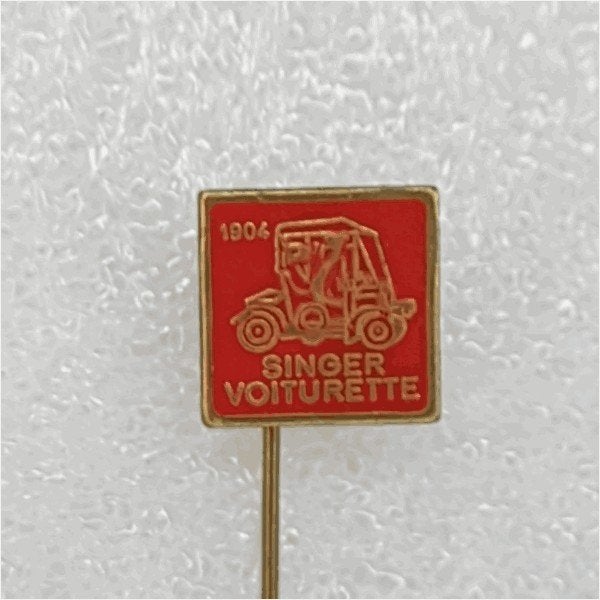 SP0429 Speldje Singer Voiturette 1904 rood, Ophalen of Verzenden, Gebruikt, Overige onderwerpen