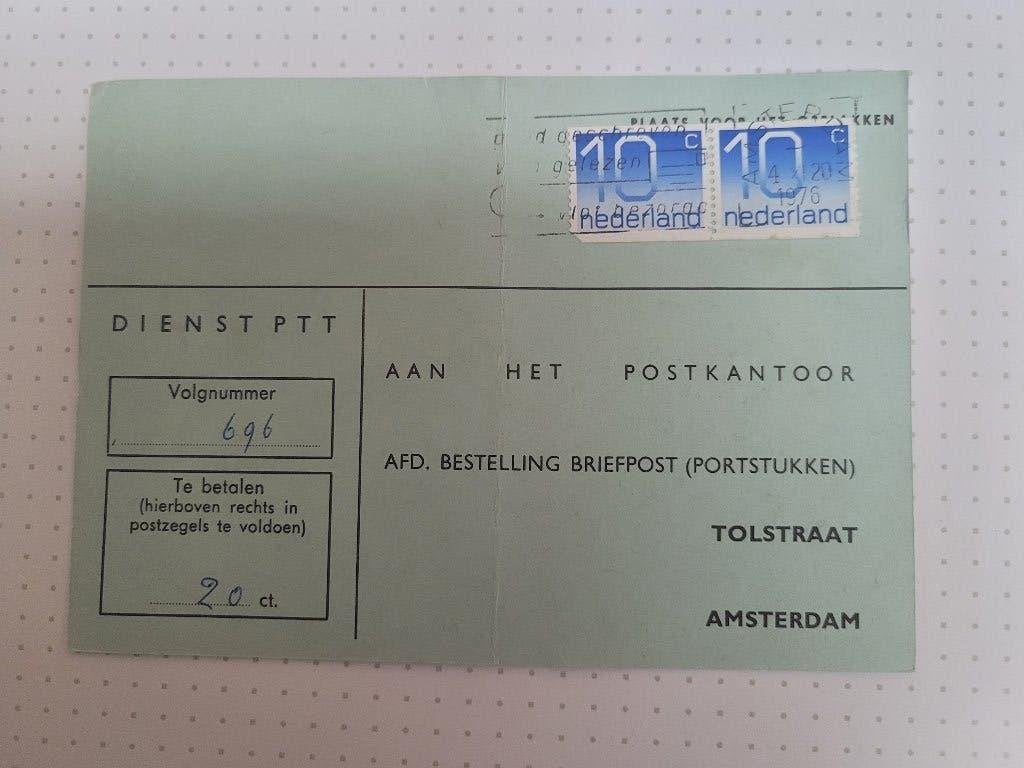 dienst PTT - portokaart, Ophalen of Verzenden, Na 1940, Gestempeld
