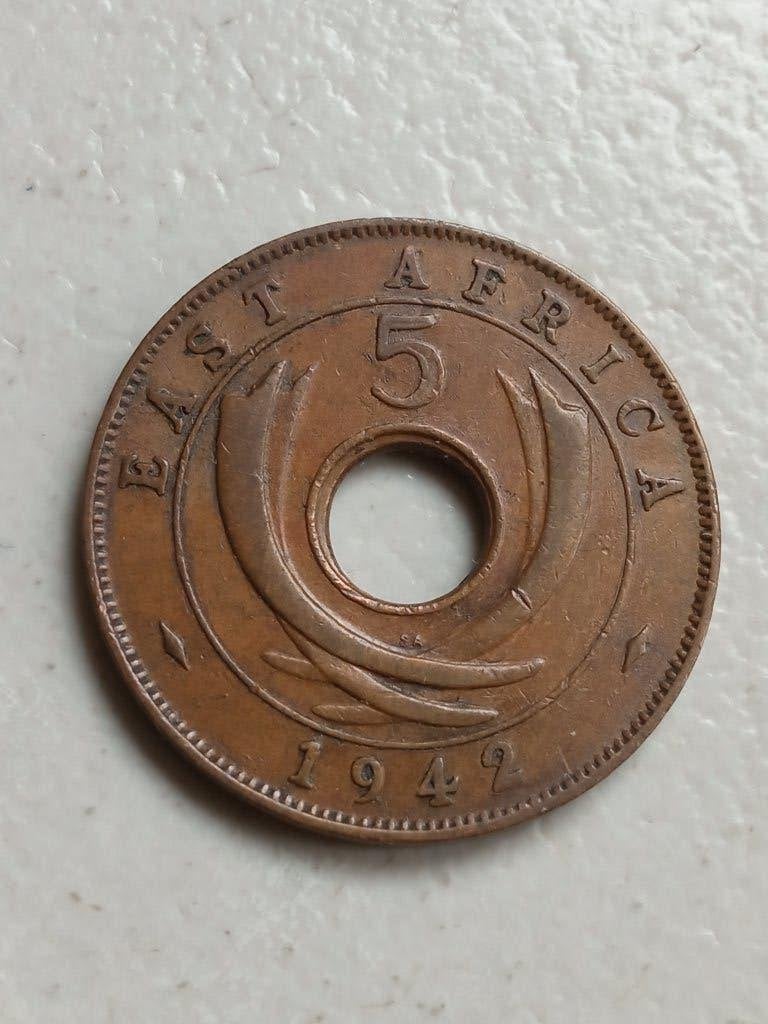 Oost Afrika 5 cent 1942 S.A., Postzegels en Munten, Ophalen of Verzenden, Overige landen, Losse munt