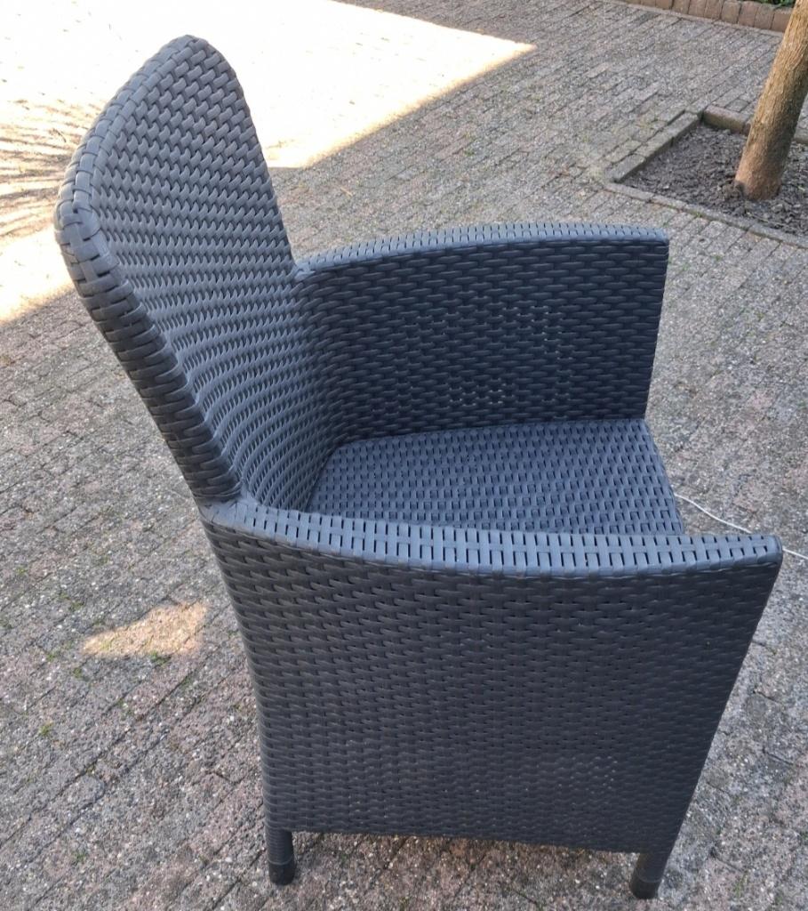 2 terrasstoelen antracietkleur, Ophalen, Gebruikt, Kunststof
