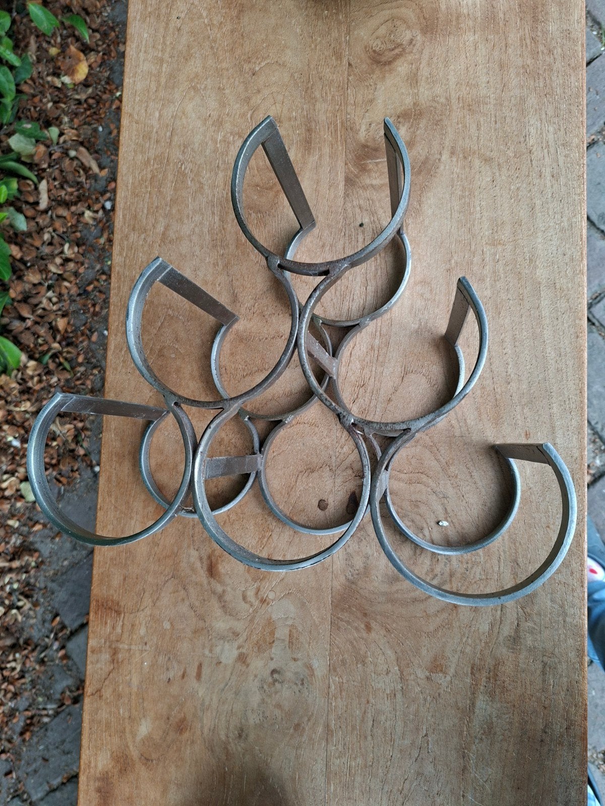 Metalen wijnrek voor 6 flessen, Gebruikt, 5 tot 15 flessen, Ophalen of Verzenden, Metaal