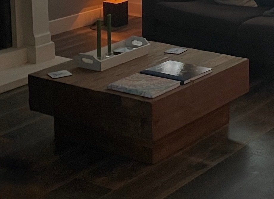 Massief Teak Salontafel 85x85x37 cm, Ophalen, Gebruikt, 50 tot 100 cm, 5 – 50