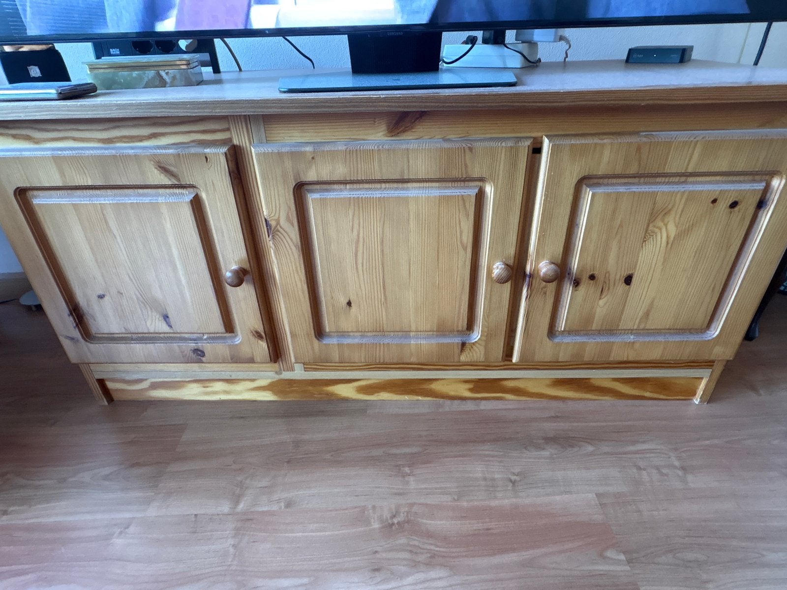 Grenen TV-meubel / dressoir met opbergruimte, Ophalen, Gebruikt, 100 tot 150 cm, Minder dan 100 cm