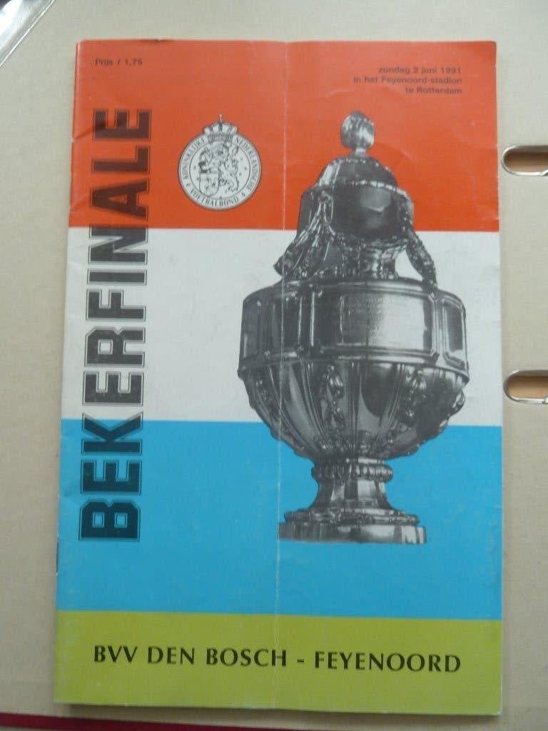 Programma Bekerfinale BVV Den Bosch - Feyenoord 2 Juni 1991, Verzamelen, Ophalen of Verzenden, Gebruikt, Feyenoord, Boek of Tijdschrift