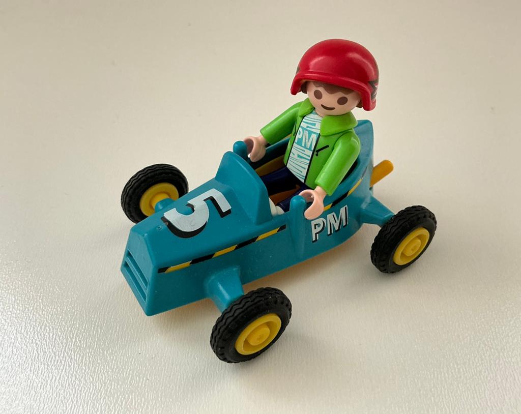 Playmobil 5382 kind met skelter, race auto, Kinderen en Baby's, Speelgoed | Playmobil, Ophalen of Verzenden, Gebruikt, Complete set
