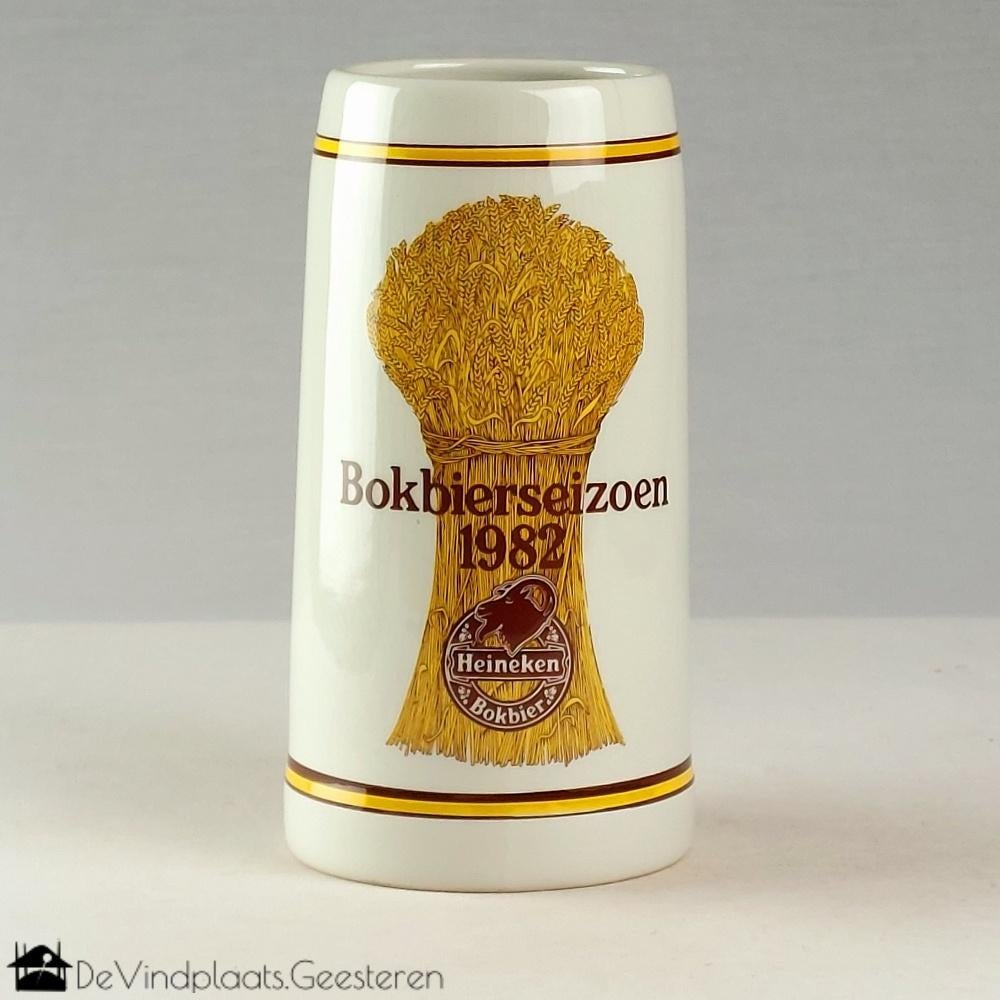 Heineken Bokbierseizoen 1982 bierpul voor 0,5 liter, Ophalen of Verzenden, Zo goed als nieuw, Pul(len), Heineken