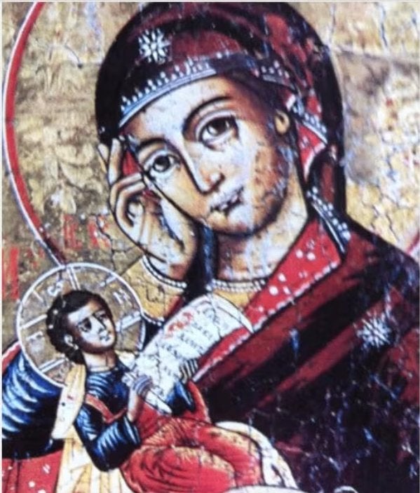 Schilderij Maria Hoogte 15cm Br10 cm, Overige materialen, Overige kleuren, Ophalen of Verzenden, Zo goed als nieuw