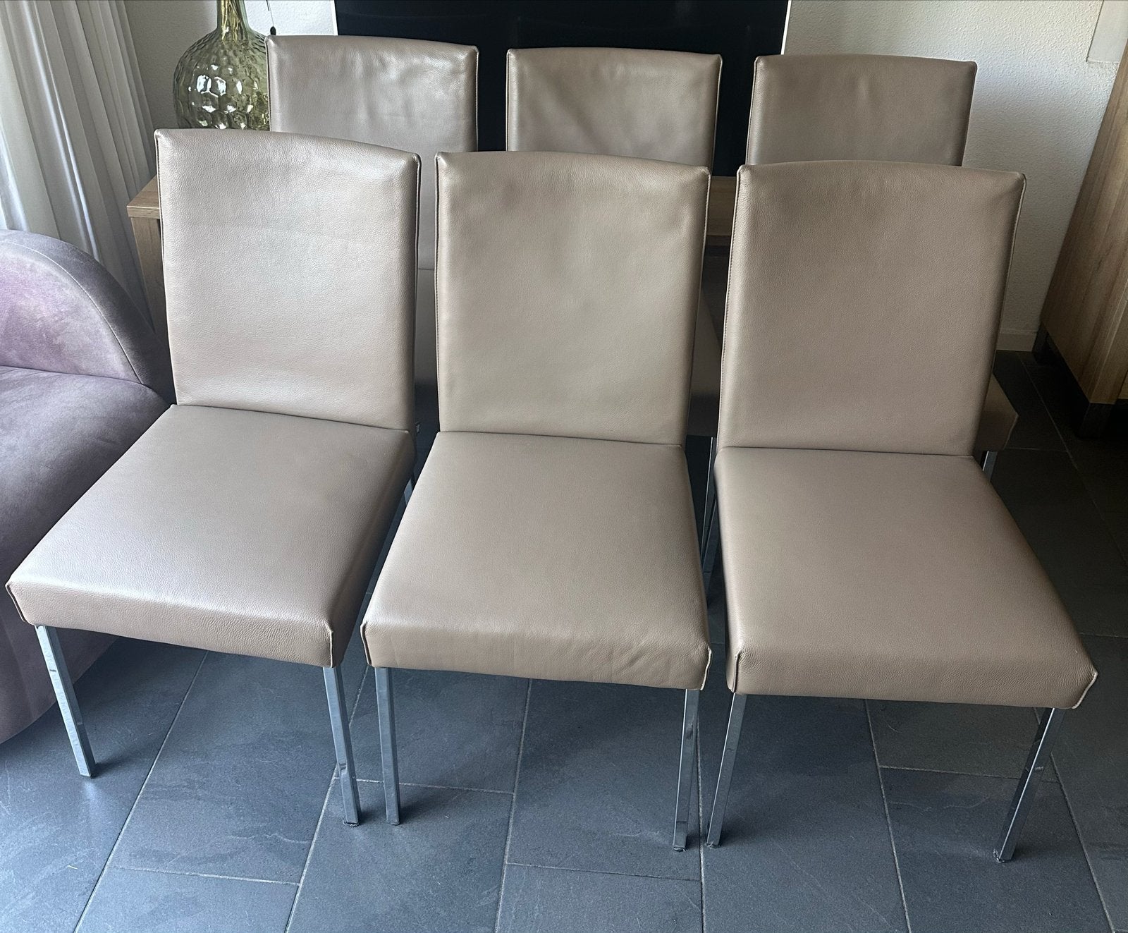 6 Rolf Benz eetkamerstoelen - Hoogte 90,Zitvlak 45,Diepte 50, Huis en Inrichting, Stoelen, Ophalen, Gebruikt, Overige kleuren