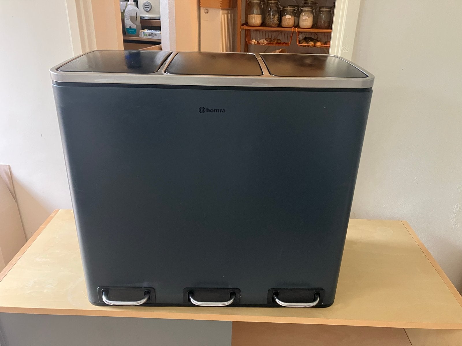 Homra Sparq Pedaalemmer 3 vakken 60 liter - Grijs, Ophalen, 50 – 75, Kunststof, Met pedaal