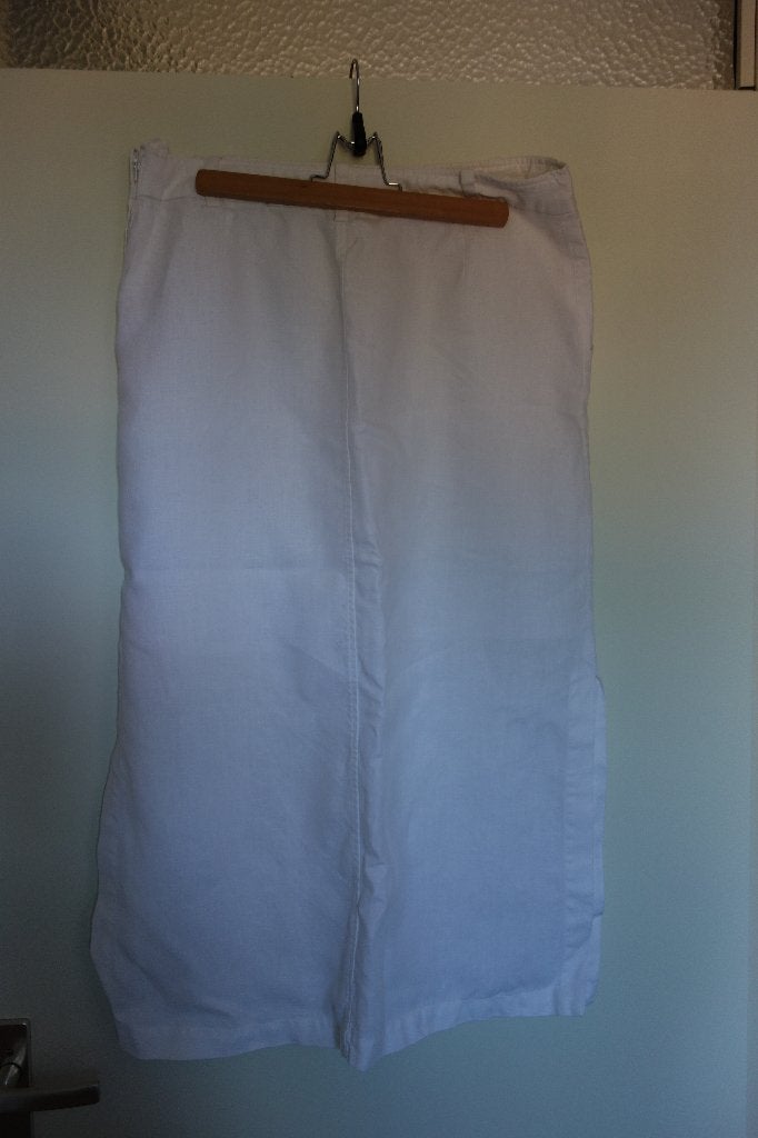 Lange witte linnen rok van H&M, maat 42, Kleding | Dames, Rokken, H&M, Wit, Maat 42/44 (L), Ophalen of Verzenden