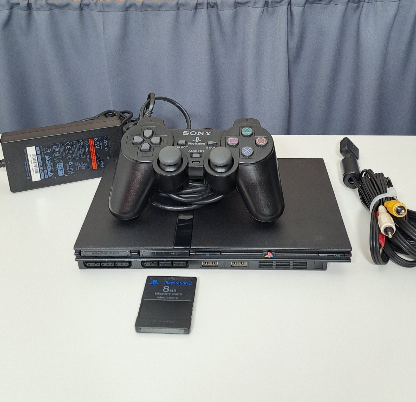 Sony PlayStation 2 Slim (Zwart) Complete set (100% Werkend), Ophalen of Verzenden, Zo goed als nieuw, Met 1 controller