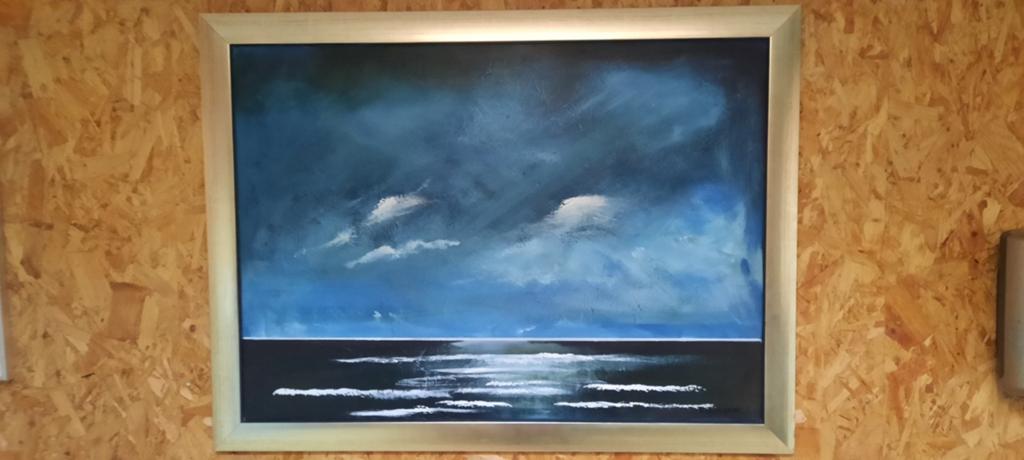 Kustlijn. Acryl 120x100, Antiek en Kunst, Kunst | Schilderijen | Klassiek, Ophalen of Verzenden