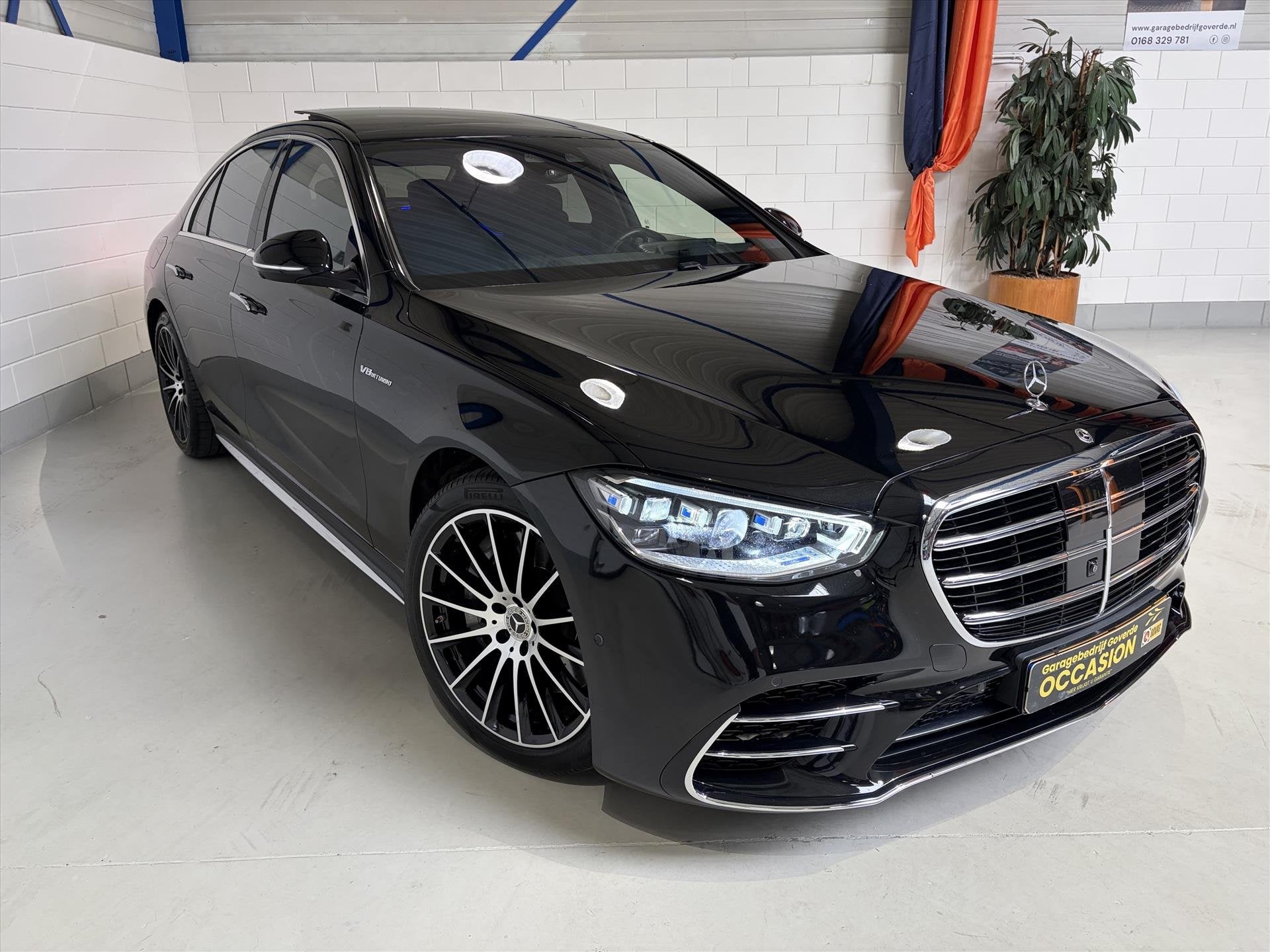 Mercedes S-Klasse 580 V8T 517pk 4M 9G. AMG, Airbody, Achtera, Auto's, Dealer onderhouden, Gebruikt, Zwart, Bedrijf