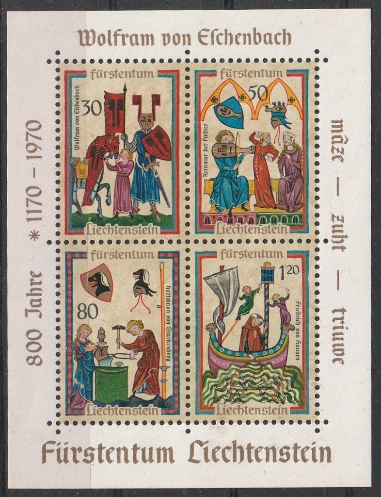 3176. Liechtenstein Blok 8 pfr. Minnezangers, Ophalen of Verzenden, Overige landen, Postfris