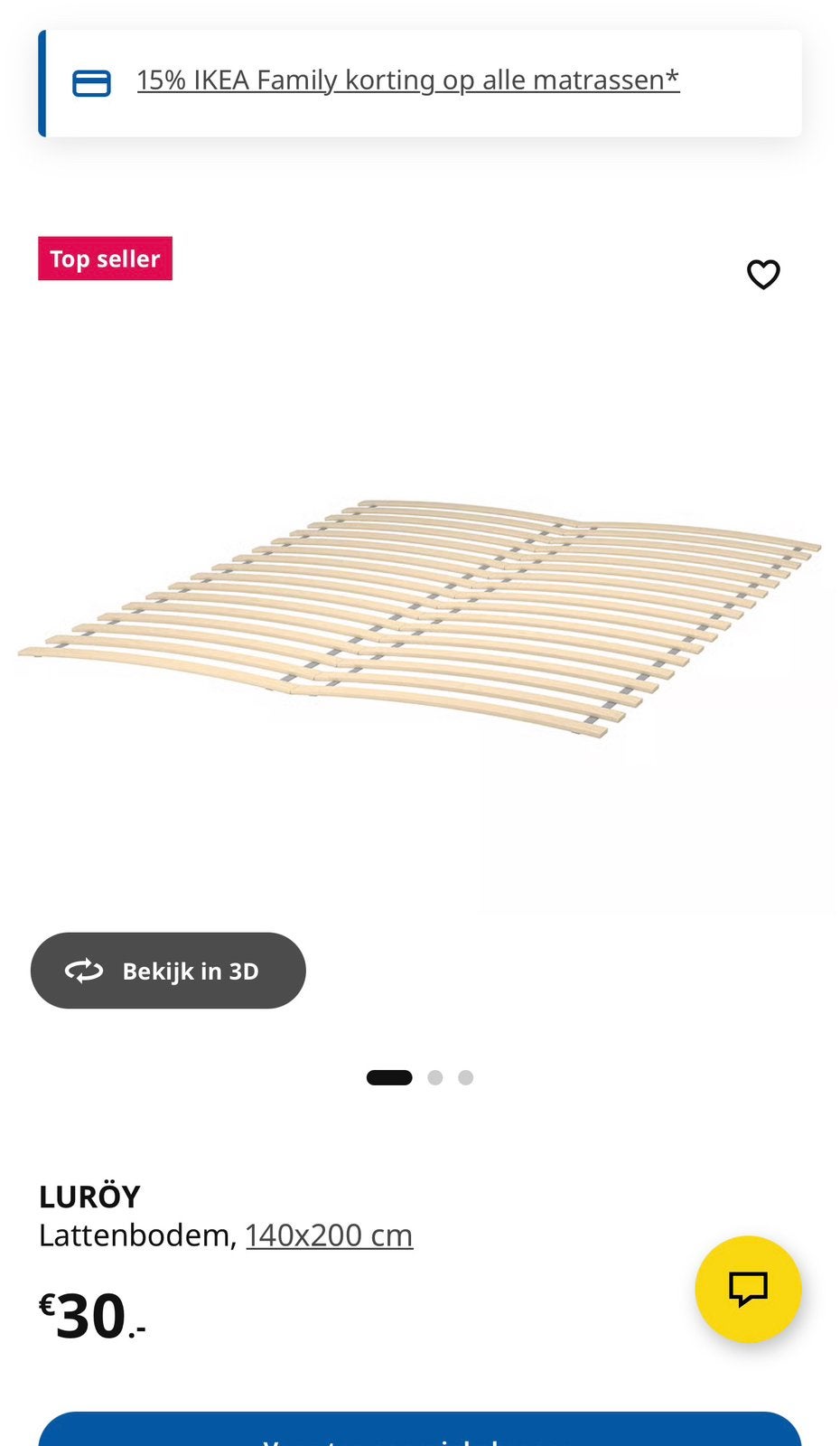 Lattenbodem Ikea Bed, Ophalen, Zo goed als nieuw, Eenpersoons, 90 cm