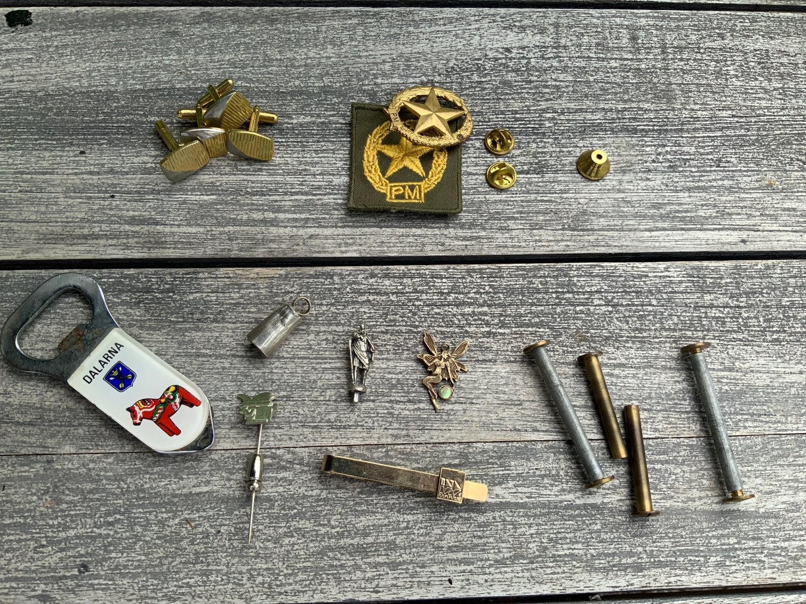 Diverse verzameling: manchetknopen, speldjes, opener, Ophalen of Verzenden, Gebruikt