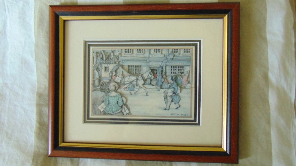 Kader Anton Pieck in 3 D print, 24 cm, Meerkleurig, Papier/karton, Decoratieobject