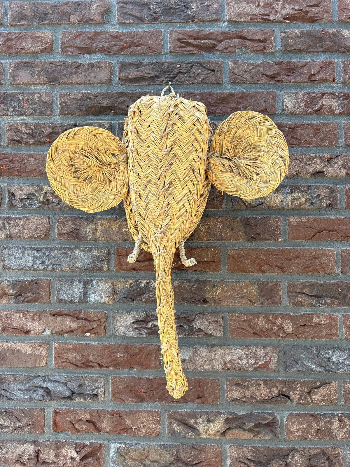 Unieke Zeegras Olifant Wanddecoratie uit Marokko, Beige, Nieuw, Ophalen of Verzenden, Oosters