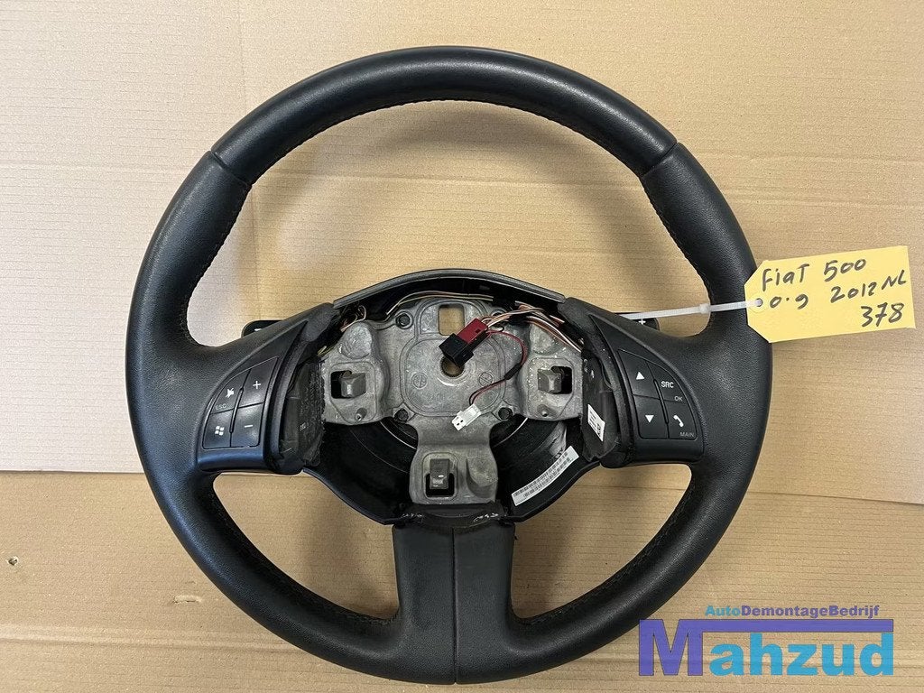 FIAT 500 Zwart Stuur Stuurwiel met flipper 2007+, Gebruikt, Stellantis Europe S.p.A., Ophalen of Verzenden, Info@stellantis.com