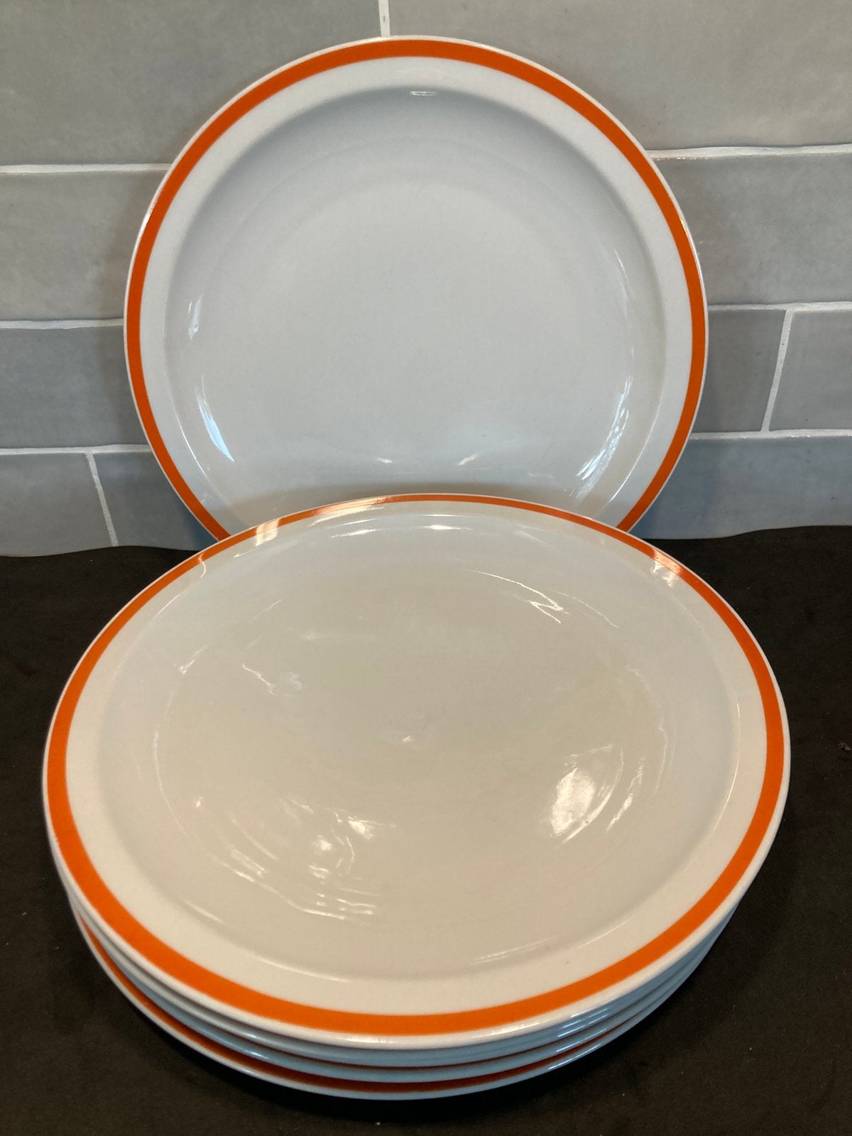 Vintage bord oranje rand, Wawel (211025), Huis en Inrichting, Ophalen of Verzenden, Gebruikt, Porselein
